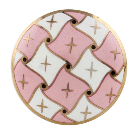 Pink and White Golden Checkerboard Cabinet Knob